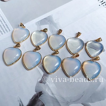 Опалит подвеска кулон сердце в оправе 28x24x6,5 мм (7368-З) купить в Воронеже | Заказать в интернет-магазине Viva Beads
