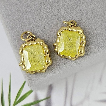 Подвеска 16.3х13.5 мм с кристаллом кракле, лимонный, позолота 18К (6809-ЛИМЗ)