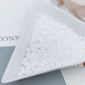 7 гр. Бисер японский MIYUKI размер 11 White Pearl Ceylon, 2x1.3 мм (7316-RR528) купить с доставкой по России | Интернет-магазин Viva Beads