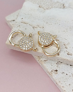 Замок с фианитами 19 мм позолота 14к (8059-З) купить в Воронеже | Заказать в интернет-магазине Viva Beads
