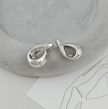 Подвеска кулон Петля 19.8х12.3 мм с фианитами родиевое покрытие (9503-Р) купить с доставкой по России | Интернет-магазин Viva Beads