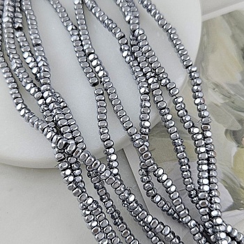 Нить 39 см Гематит, гематин ок. 3х3х2 мм квадратная бусина цвет платина (10157)	 для бижутерии купить с доставкой по России | Интернет‑магазин Viva Beads