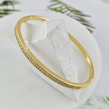 Браслет жесткий 63х55х3.8 мм, позолота 14К (10032-З) купить с доставкой по России | Интернет-магазин Viva Beads