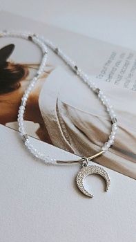 Luna Blanca — набор для создания элегантного чокера из фианитов с подвеской Лунницей (НАБОР-59)