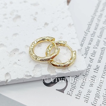 УЦЕНКА Серьги кольца, бублики, конго, мятые 19х3 мм позолота (6540-З-УЦ)