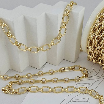 10 см Цепь овальная текстурированная толщиной 6.3 мм, позолота 14К (9443-З) купить в Воронеже | Заказать в интернет-магазине Viva Beads
 10 см Цепь овальная текстурированная толщиной 6.3 мм, позолота 14К (9443-З) купить в Воронеже | Заказать в интернет-магазине Viva Beads