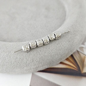 1 шт. Бусина разделитель куб с фианитом 4.3х4.5 мм родиевое покрытие (9272-Р) купить в Воронеже | Заказать в интернет-магазине Viva Beads
