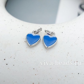 Подвеска Сердце 8.8x6.5 мм эмаль, родиевое покр. (7454-5/1) купить с доставкой по России | Интернет-магазин Viva Beads