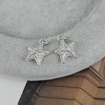 Подвеска Морская звезда с фианитами 13.7х11.3 мм родиевое покрытие (9414-Р) купить с доставкой по России | Интернет-магазин Viva Beads