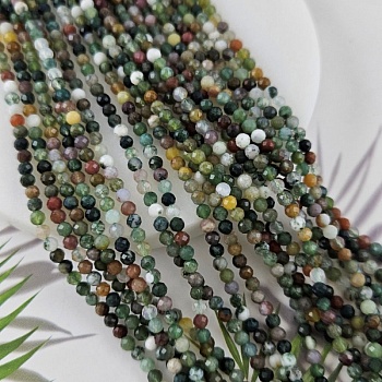 Нить 38 см Агат индийский 3.3 мм граненые бусины (5595-3) для бижутерии купить с доставкой по России | Интернет‑магазин Viva Beads