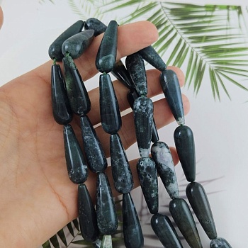 УЦЕНКА 1 шт. Агат моховый ок. 30х10 мм, бусины гладка капля (9936-МОХ-УЦ)