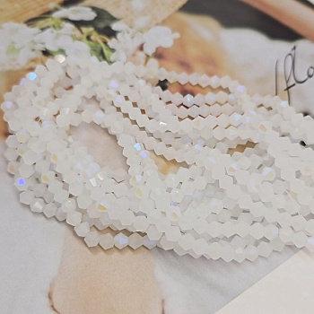 Нить 33 см Хрустальные бусины биконус 4х4 мм белый AB (8462-4-БЕЛ) купить в Воронеже | Заказать в интернет-магазине Viva Beads
 Нить 33 см Хрустальные бусины биконус 4х4 мм белый AB (8462-4-БЕЛ) купить в Воронеже | Заказать в интернет-магазине Viva Beads