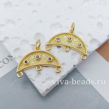 УЦЕНКА Коннектор Арка 14x20x2 мм, фианиты, позолота (7290-З-УЦ)