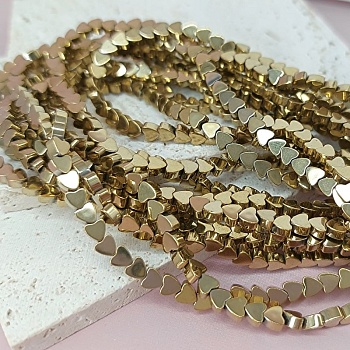 Нить 19 см Гематит сердечки 4x3.9x2.2 мм цвет золото (7895) купить в Воронеже | Заказать в интернет-магазине Viva Beads
