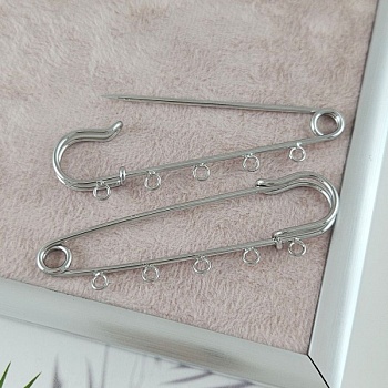 Булавка основа для броши 70 мм, 5 петель, родиевое покрытие (9600-Р/70) купить с доставкой по России | Интернет-магазин Viva Beads