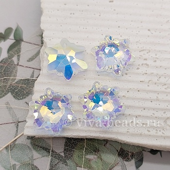 Подвеска Снежинка 18 мм Crystal AB хрустальное стекло (6836-АВ) купить с доставкой по России | Интернет-магазин Viva Beads