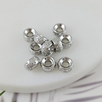 1 шт. Бусина разделитель 7.4х3.7 мм рондель, родиевое покрытие (9963-Р) купить с доставкой по России | Интернет-магазин Viva Beads