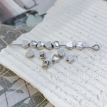 1 шт. Бусина разделитель Сердце 4 мм родиевое покр. (6929-Р) купить в Воронеже | Заказать в интернет-магазине Viva Beads
