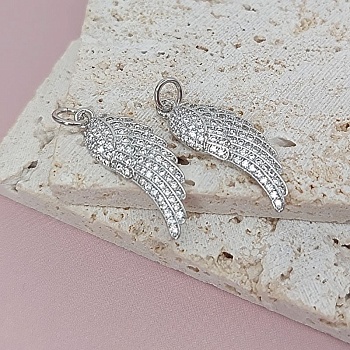 Подвеска Крыло с фианитами 23.4х7.6 мм родиевое покр. (7938-Р) купить с доставкой по России | Интернет-магазин Viva Beads