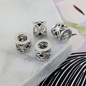 УЦЕНКА Бусина разделитель с фианитами 7.4х8.3 мм родиевое покрытие (9804-Р-УЦ) купить в Воронеже | Заказать в интернет-магазине Viva Beads
