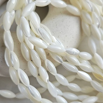 Нить 18 см Перламутр натуральный 14.3х5.7 мм форма рис, белый (5504-6х14) для бижутерии купить с доставкой по России | Интернет‑магазин Viva Beads