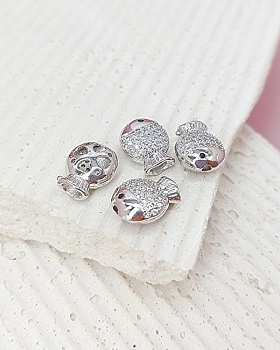 Бусина Рыбка 11.4х9х4.9 мм с фианитами родиевое покр. (8162-Р) купить в Воронеже | Заказать в интернет-магазине Viva Beads
