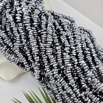 Нить 39 см Гематит, гематин фри форм 5-9x2.5-3 мм цвет платина (8992-П) для бижутерии купить с доставкой по России | Интернет‑магазин Viva Beads