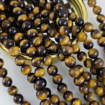 Нить 19 см Тигровый глаз натуральный ок. 8.3 мм, бусины гладкий шар (1002-8) для бижутерии купить с доставкой по России | Интернет‑магазин Viva Beads