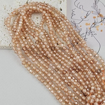 Нить 18 см Фианиты 3 мм граненые бусины, бежевый (5472-БЕЖ) купить в Воронеже | Заказать в интернет-магазине Viva Beads
 Нить 18 см Фианиты 3 мм граненые бусины, бежевый (5472-БЕЖ) купить в Воронеже | Заказать в интернет-магазине Viva Beads