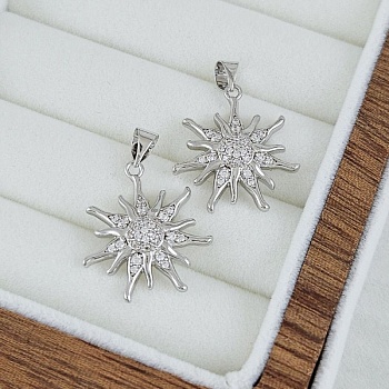 Подвеска Солнце 20х18 мм с фианитами родиевое покрытие (4713-18-Р) купить с доставкой по России | Интернет-магазин Viva Beads