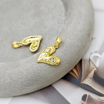 Подвеска Сердце с фианитами 16.6x13 мм позолота 14К (9169-З)