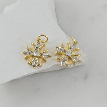 Подвеска Крест с фианитами 15.3x14.2 мм, позолота 14К (10117-З) купить с доставкой по России | Интернет-магазин Viva Beads