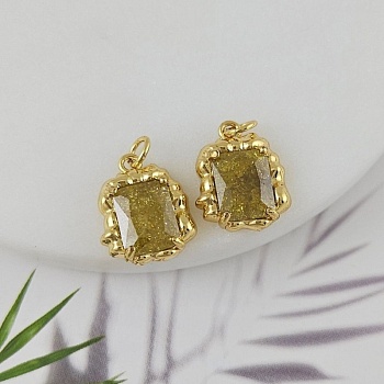 УЦЕНКА Подвеска 16.3х13.5 мм с кристаллом кракле, желто-зеленый, позолота 18К (6809-ЖЗЗ-УЦ)