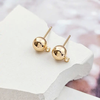 УЦЕНКА Пуссеты гвоздики Шарик 6 мм позолота 14К (8630-6-З-УЦ) швензы для серег купить с доставкой по России | Интернет-магазин Viva Beads