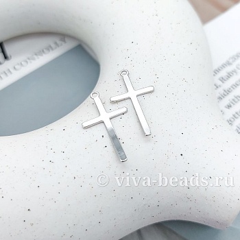 УЦЕНКА Подвеска Крест 24х13 мм родиевое покр. (УЦ-7384-Р)