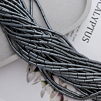 Нить 40 см Гематит / имитация / 3х8.8 мм трубочка, черный (8303-Ч) купить в Воронеже | Заказать в интернет-магазине Viva Beads
