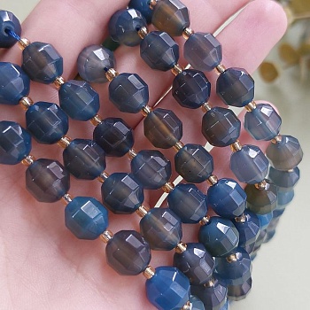 1 шт. Агат тониров. 10.5x9.5 мм многогранник синий (6111-С) купить в Воронеже | Заказать в интернет-магазине Viva Beads
