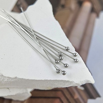 10 шт. Пины с шариком 40х0.5 мм из нержавеющей стали (9052-40/0.5) пины и штифты для бижутерии купить с доставкой по России | Интернет-магазин Viva Beads