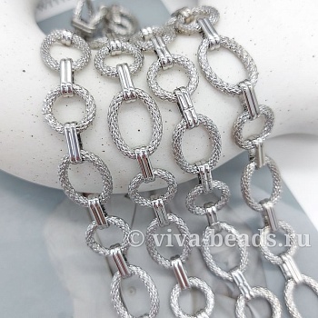 10 см Цепь крупная толщиной 12.5 мм, родиевое покрытие (7392-Р) купить с доставкой по России | Интернет-магазин Viva Beads