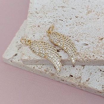 Подвеска Крыло с фианитами 23.4х7.6 мм позолота (7938-З) купить с доставкой по России | Интернет-магазин Viva Beads