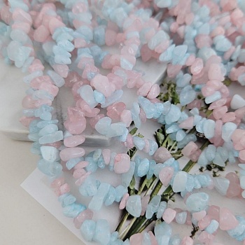 Нить 40 см Кварц тонированный 5-8 мм крошка, микс розового и голубого (9725) для бижутерии купить с доставкой по России | Интернет‑магазин Viva Beads