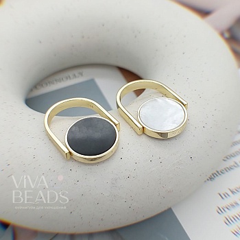 Кольцо двухсторонее с перламутром и керамикой, позолота 14к (7102-З) купить с доставкой по России | Интернет-магазин Viva Beads