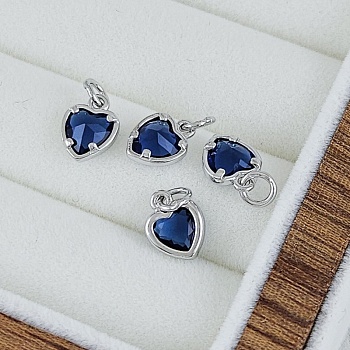 УЦЕНКА Подвеска Сердце с фианитом 6х8 мм синий, родиевое покрытие (8030-РСИН-УЦ)