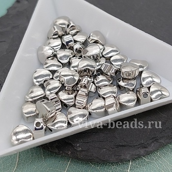 1 шт. Бусина разделитель Сердце 6х5.5х3.5 мм родиевое покр. (6600-Р) купить в Воронеже | Заказать в интернет-магазине Viva Beads
