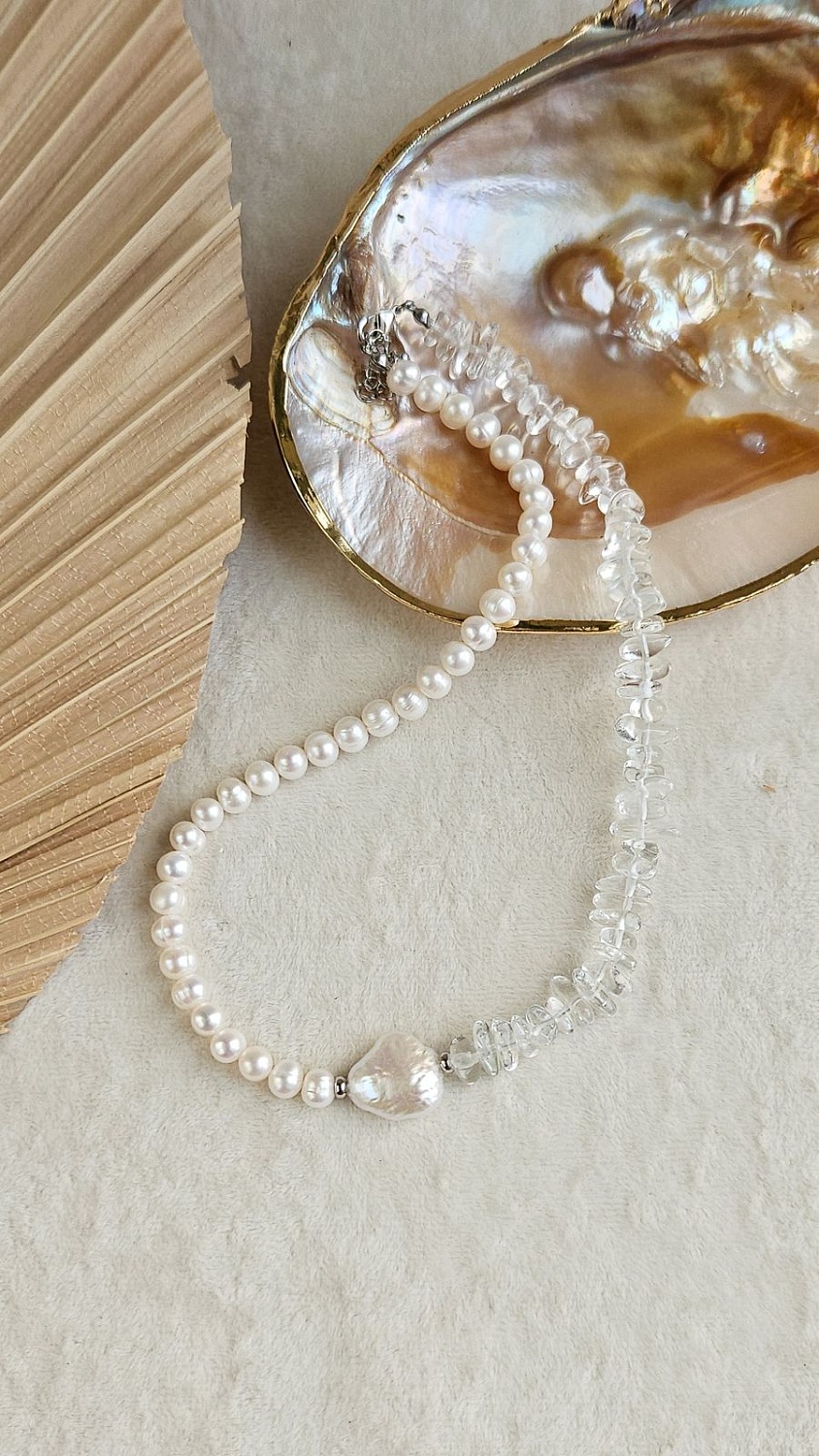 Чокер «Лунный прибой»: нежность жемчуга и блеск хрусталя за 40 минут