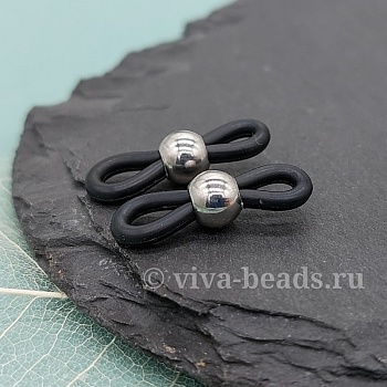 Пара Коннектор для очков 20х6 мм силиконовый черный (6495-Ч) купить с доставкой по России | Интернет-магазин Viva Beads