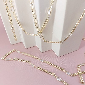 10 см Цепь 3.1 мм (толщина) с фианитами позолота (7826-З) купить в Воронеже | Заказать в интернет-магазине Viva Beads
