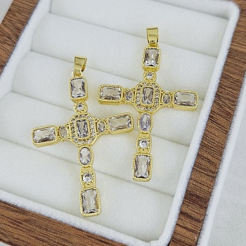 Подвеска Крест с фианитами 40.8x27.4 мм позолота 14К (10247-БЗ) купить с доставкой по России | Интернет-магазин Viva Beads