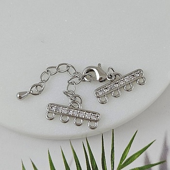 Комплект коннекторов на 4 нити с фианитами родиевое покрытие (4363-Р) купить с доставкой по России | Интернет-магазин Viva Beads