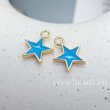 Подвеска Звезда 12.2x10 мм эмаль, позолота (7445-ГЗ) купить с доставкой по России | Интернет-магазин Viva Beads